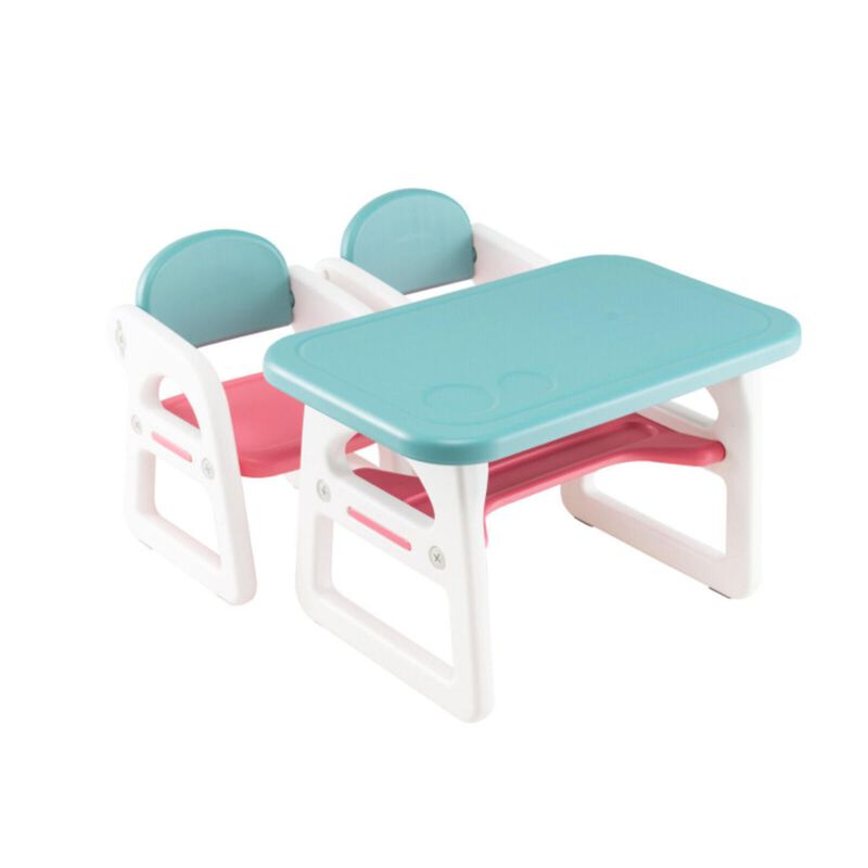 Hivvago Kids Table and Chair Set with Building Blocks