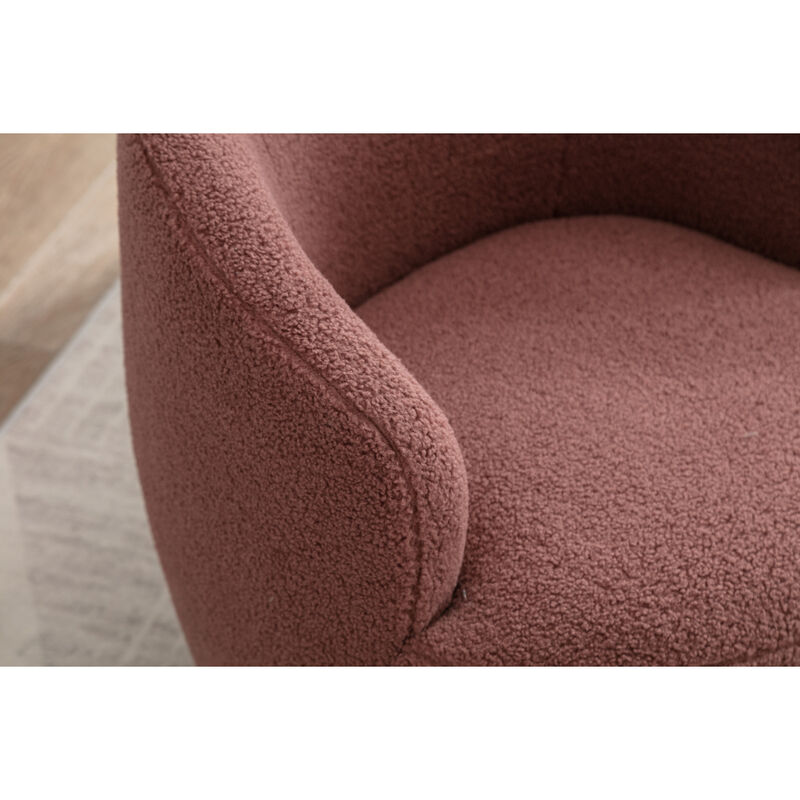 Teddy Fabric Swivel Accent Armchair Barrel Chair With Powder Coating Metal Ring, Dark