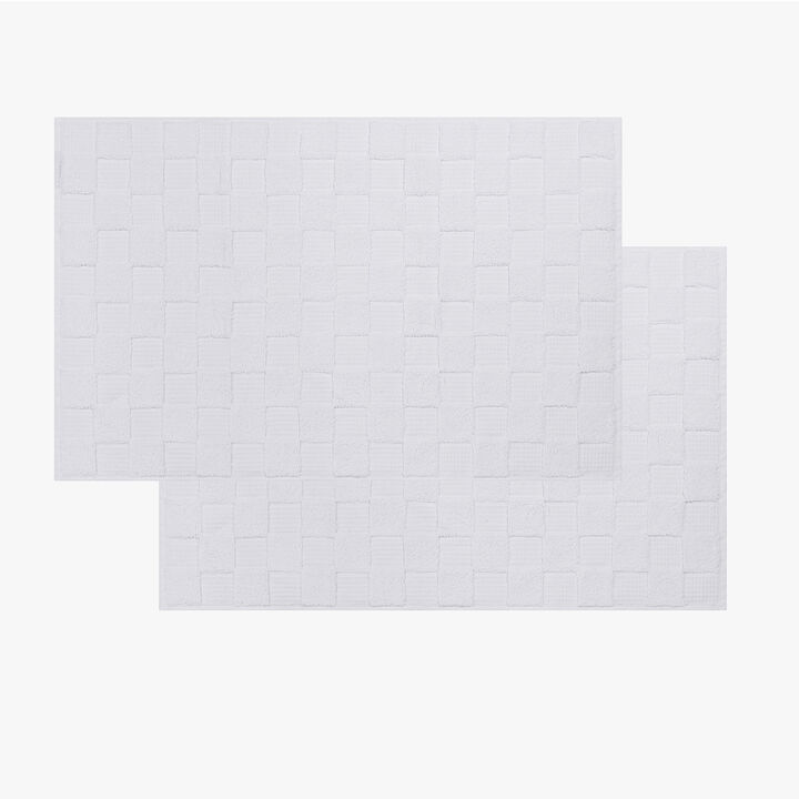 Waffle Terry 2 Pcs Turkish Bath Mat Set