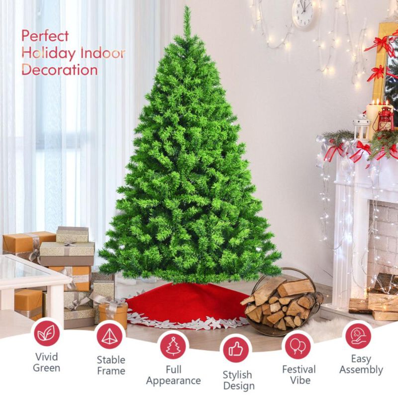 Hivvago 4.5/6.5/7.5 Feet Unlit Artificial Christmas Tree with Metal Stand
