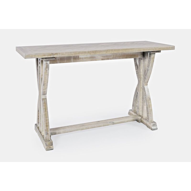 Jofran Fairview Transitional Herringbone Distressed Acacia Sofa Table