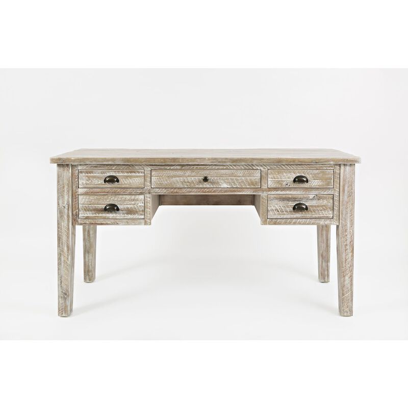 Jofran Artisan's Craft Rustic Farmhouse Distressed Solid Wood 5-Drawer Desk