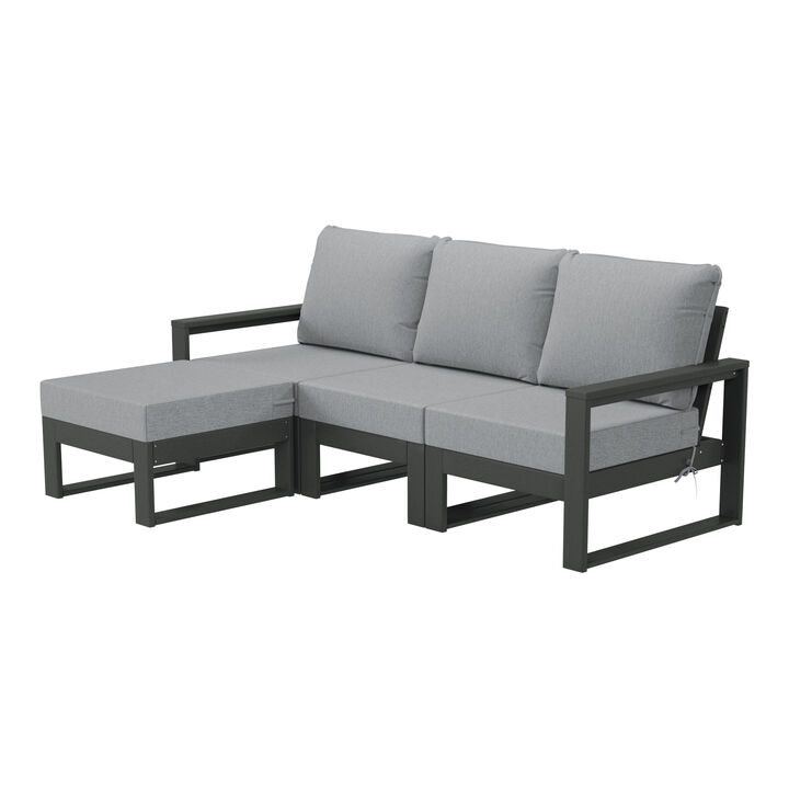 WestinTrends Outdoor 4-Piece HDPE L-Shaped Modular Patio Sofa Furniture Set