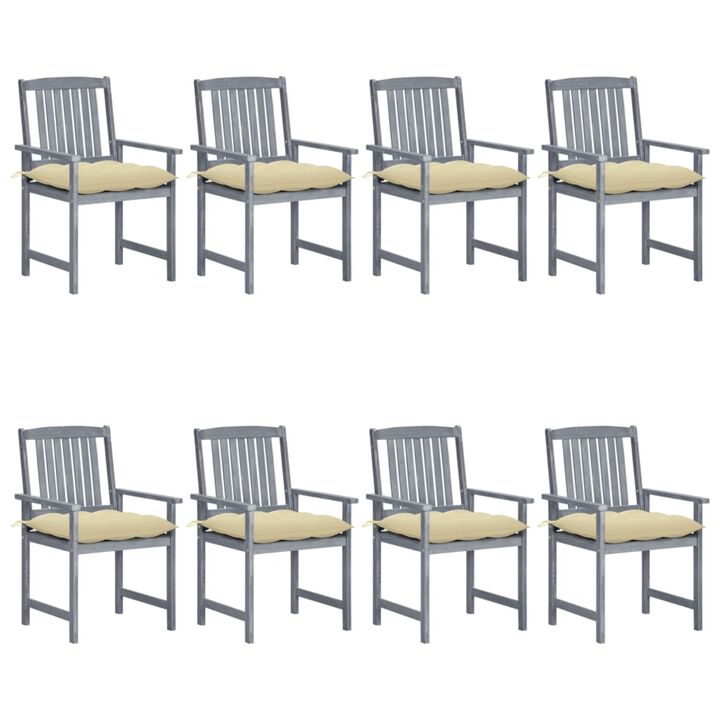 vidaXL Garden Chairs with Cushions 8 pcs Solid Acacia Wood Gray