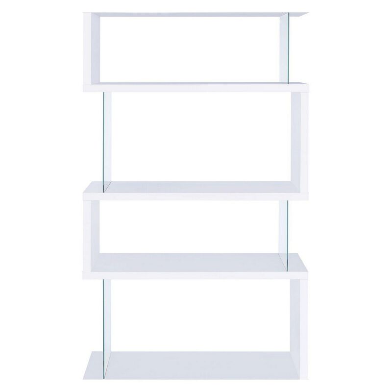 Fantastic glossy white wooden bookcase-Benzara