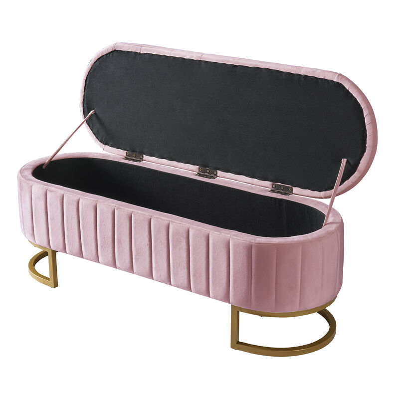 Merax Upholstered Velvet Storage Ottoman Bench