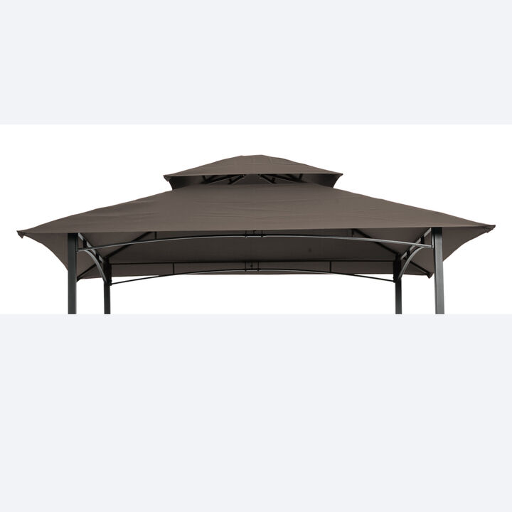 8x5FT Grill Gazebo Replacement Canopy, Double Tiered Bbq Tent Roof Top Cover