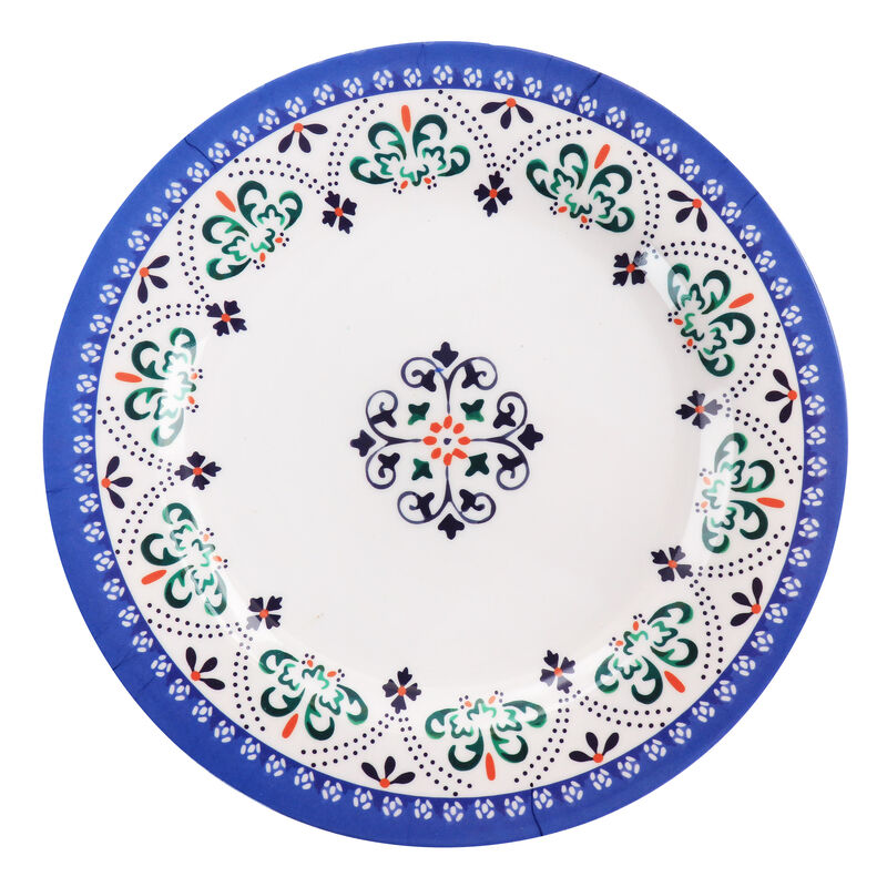 Gibson Everyday Alhambra Blues 12 Piece Melamine Dinnerware Set in Blue and White