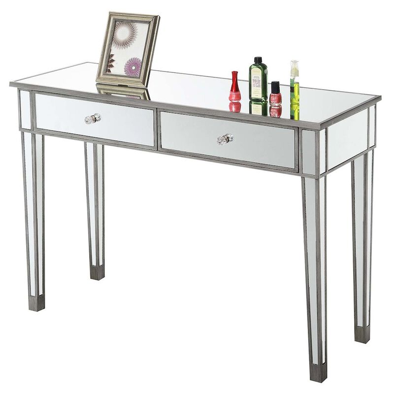 Convience Concept, Inc. Gold Coast Mirrored 2 Drawer Desk/Console Table