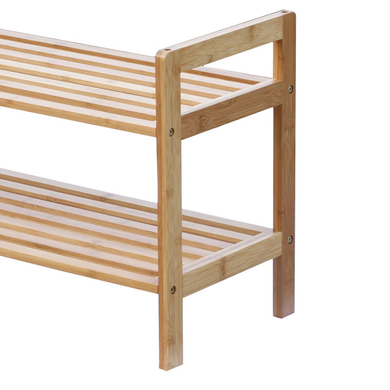 Oceanstar 2 Tier Bamboo Shoe Rack, Square