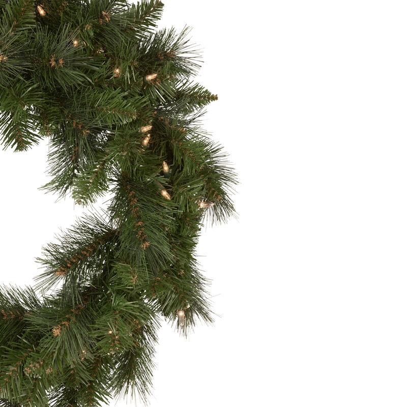 Mixed Beaver Pine Artificial Christmas Wreath  24-Inch  Clear Lights