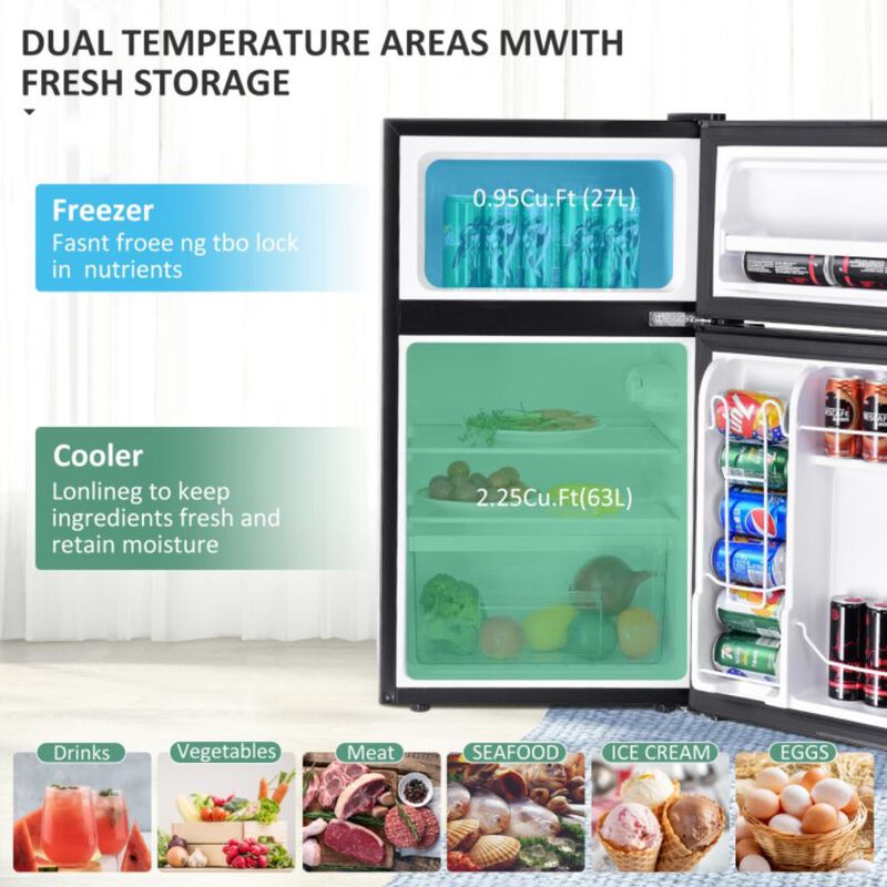 Costway 3.2 cu ft Compact Stainless Steel Refrigerator