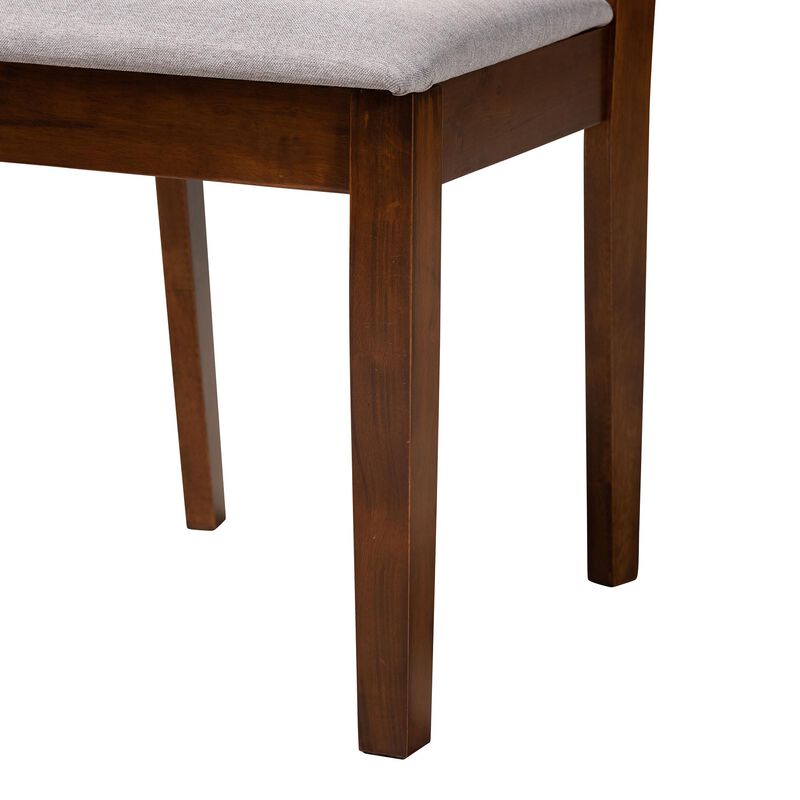 Baxton Studio Florencia Grey Fabric and Walnut Brown Finished Wood 2-Piece Dining Chair Set