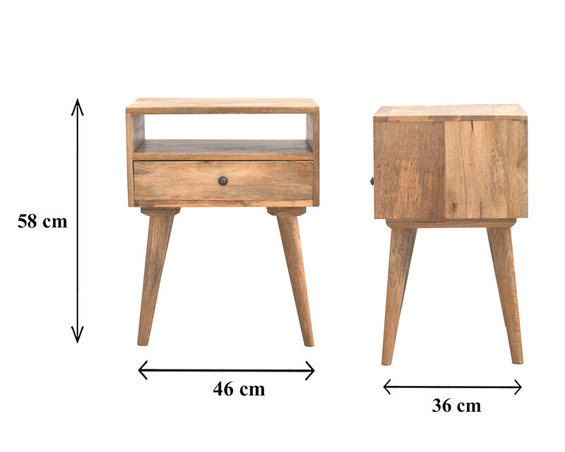 Modern Solid Wood Nightstand with Open Slot 1 Drawer oak-ish