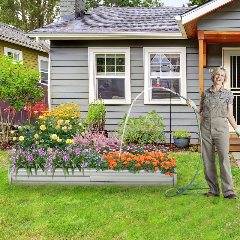Metal Galvanized Raised Garden Bed with Open-Ended Base