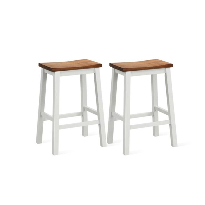 Hivvago 24.5-Inch Set of 2 Saddle Stools Bar Stools with Footrests for Kitchen Island
