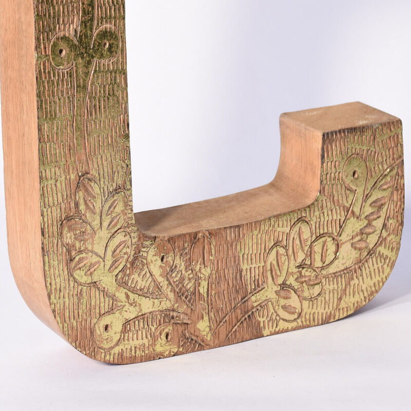 Vintage Natural Gold Handmade Eco-Friendly "C" Alphabet Letter Block For Wall Mount & Table Top Décor