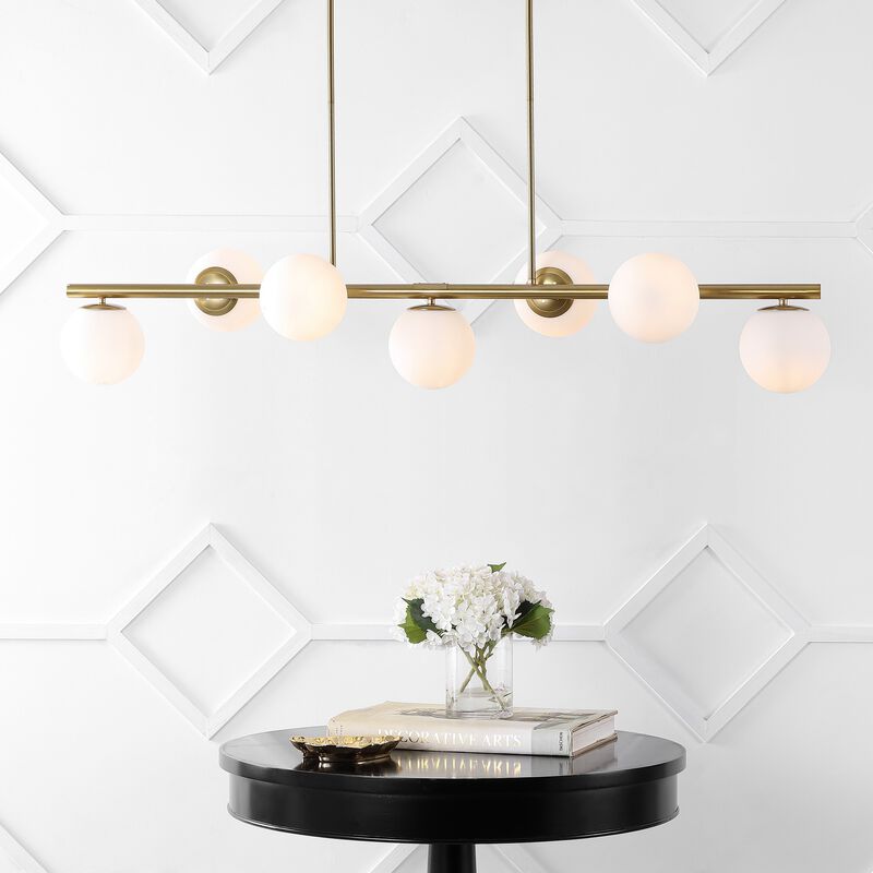 Luca Parisian Modern Glam Iron Globe Linear LED Pendant