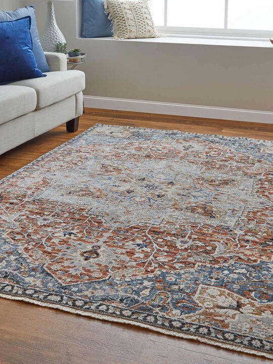Kaia 39HXF 3' x 5' Orange/Ivory/Blue Rug