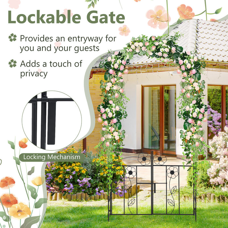 2 in 1 Garden Arbor with Door and Latch for Outdoor Lawn