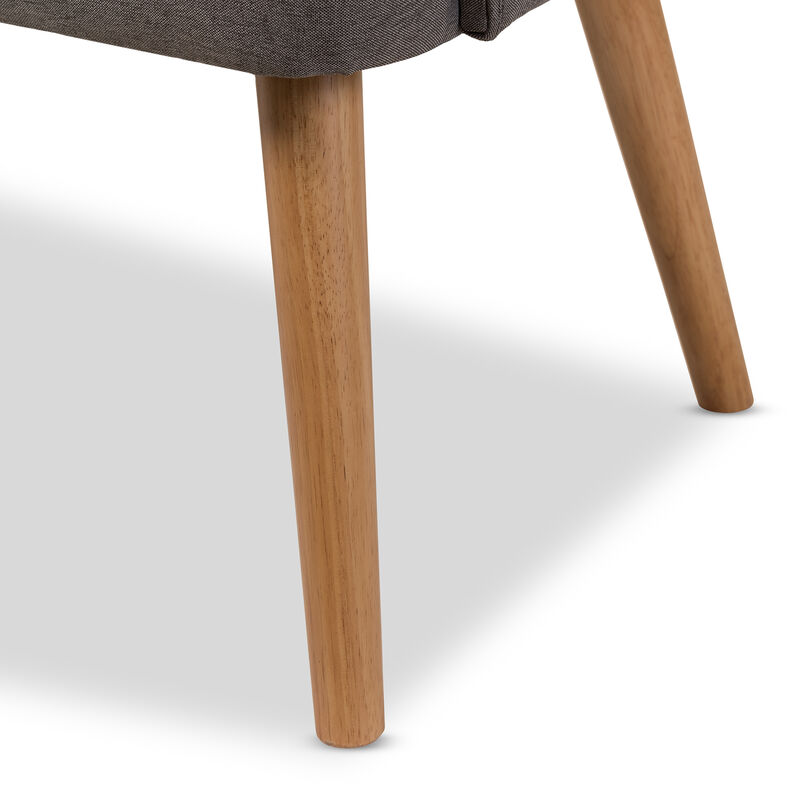 Baxton Studio Melody Mid Century Grey Fabric And Natural Wood Finishing Settee Bench