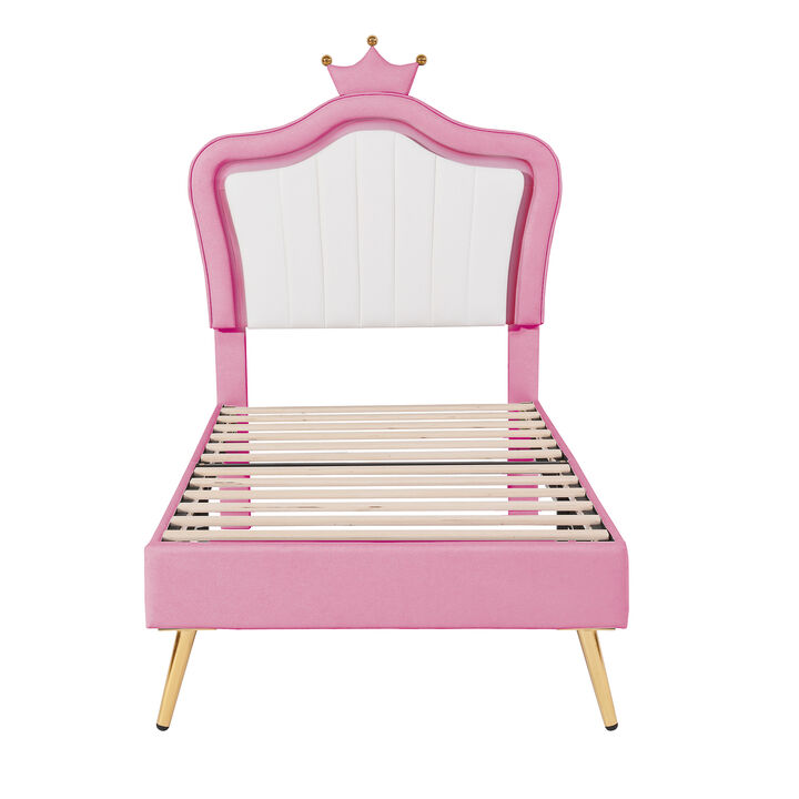 Merax Modern Princess Bed With Crown Headboard