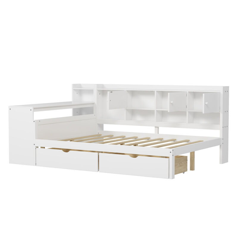 Merax Wooden L-Shape Daybed with Storage