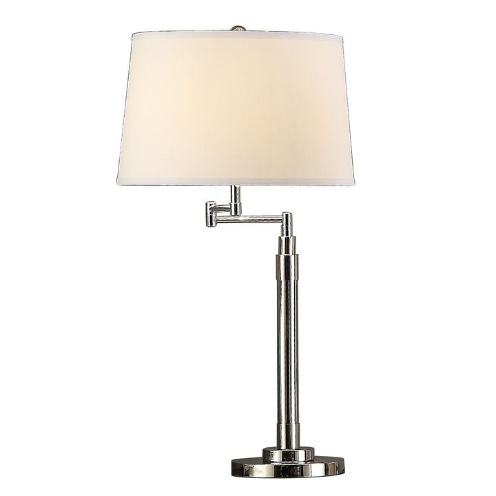31 Inch Table Lamp Set of 2, Empire Fabric Shade, Modern Nickel Base-Benzara