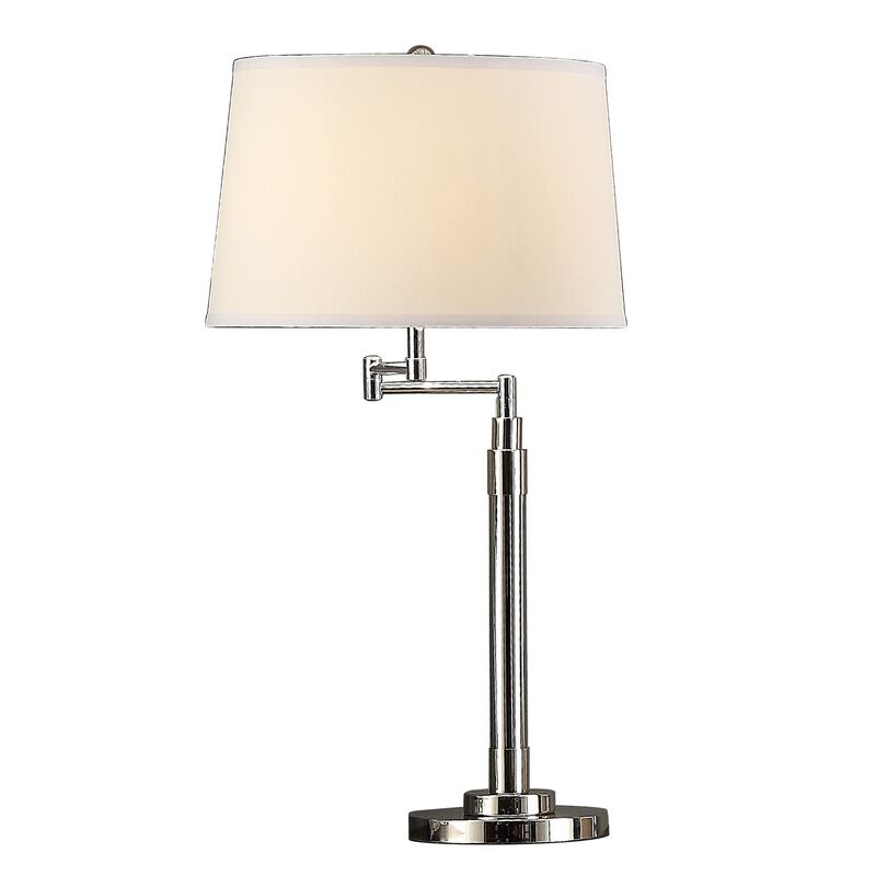 31 Inch Table Lamp Set of 2, Empire Fabric Shade, Modern Nickel Base-Benzara