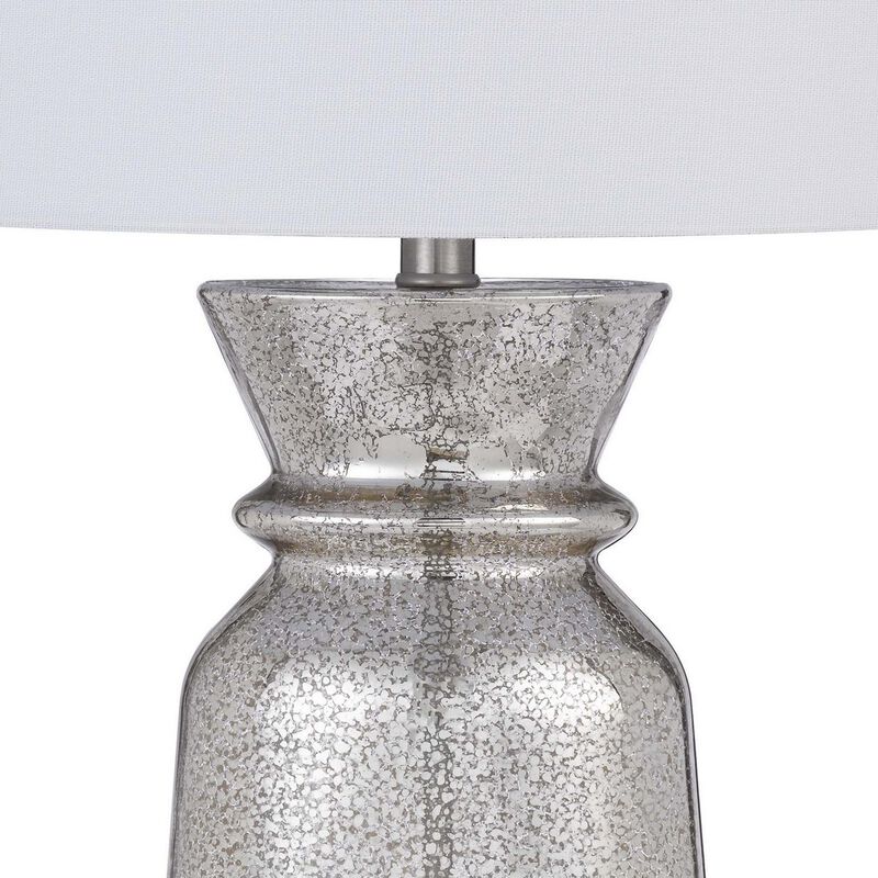 34 Inch Table Lamp Set of 2, White Shade, Glass Vase Shape and Metal Base - Benzara