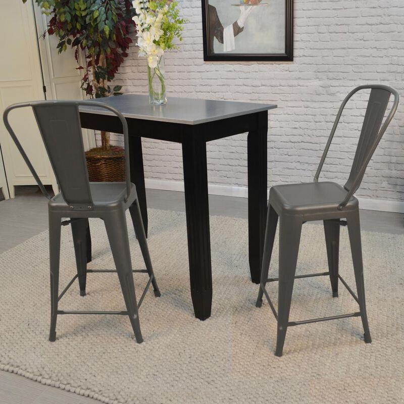 Carolina Living Adeline 24 Counter Stool - Set of 2 - Rustic Pewter
