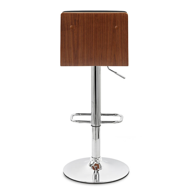 Aubrey Adjustable Height Swivel Faux Leather and Chrome Bar Stool