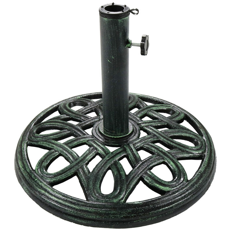 Sunnydaze 17 in Lattice Cast Iron Round Patio Umbrella Base - Black