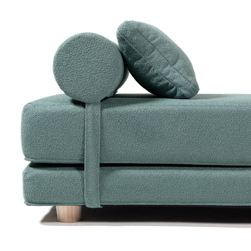 Jaxx Avida Daybed � Fold Out Queen Sleeper � Premium Boucle: Sleek and Modern Lounge for Relaxing and Overnight Guests