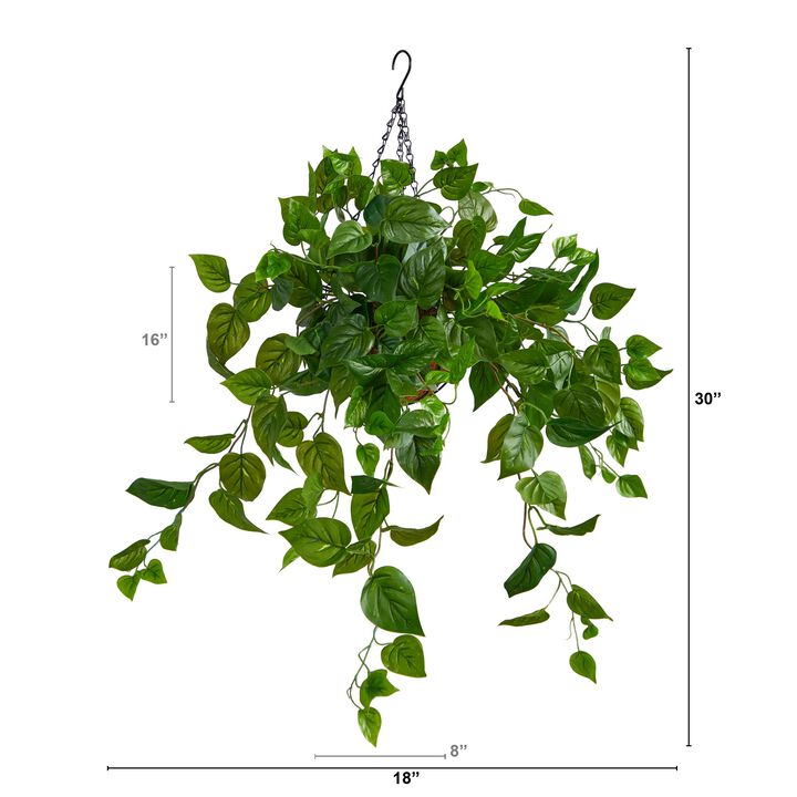 Hivvago 2.5" Philodendron Artificial Plant in Hanging Basket