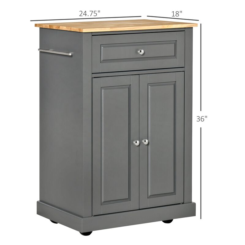 Gray Kitchen Helper: Rolling Cart with Drawer and Towel Racks