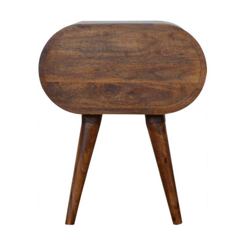 Chestnut Circular 2 Drawer Solid Wood Nightstand