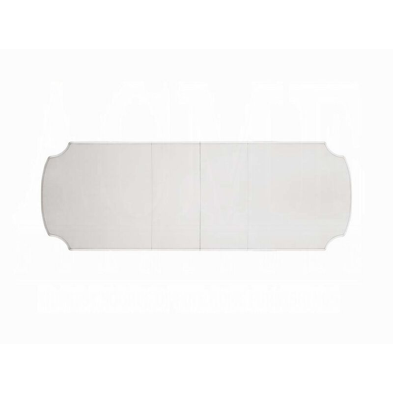 Antoine Dining Table, Carved Double Pedestal, 94-136 Inch, Pearl White - Benzara