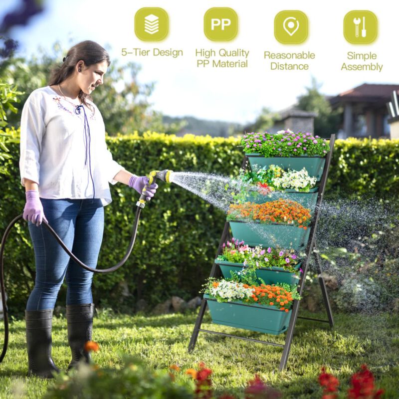 Hivvago 5-tier Vertical Garden Planter Box Elevated Raised Bed with 5 Container