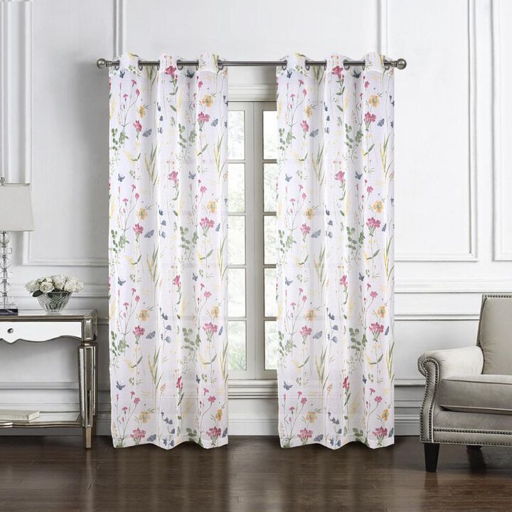 RT Designers Collection Kelce Doily Grommet Light Filtering Window Curtains for Bedroom 54" x 90" Rose