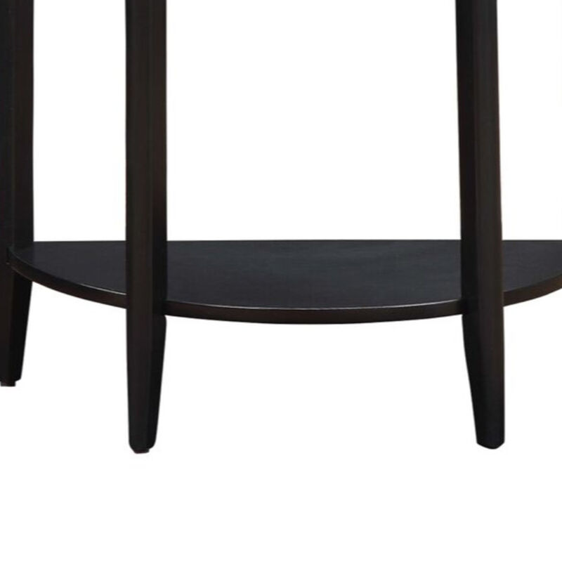 Wooden Half Moon Shaped Console Table with One Storage Drawer, Black-Benzara