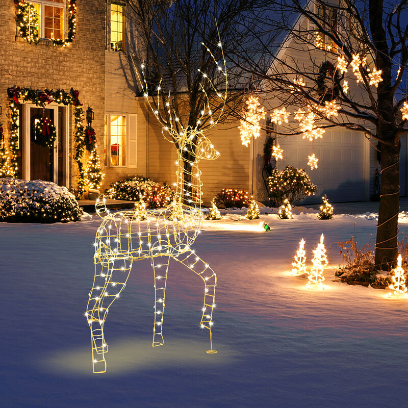 Pre-Lit Christmas Reindeer with 300 Warm White LED Lights and Zip Ties
