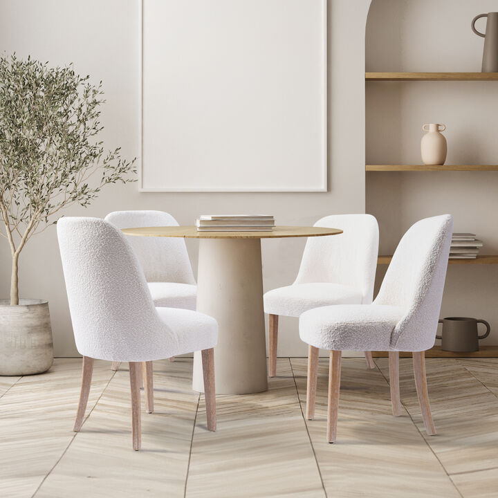 WestinTrends Mid-Century Modern Upholstered Boucle Dining Chair (Set of 4)