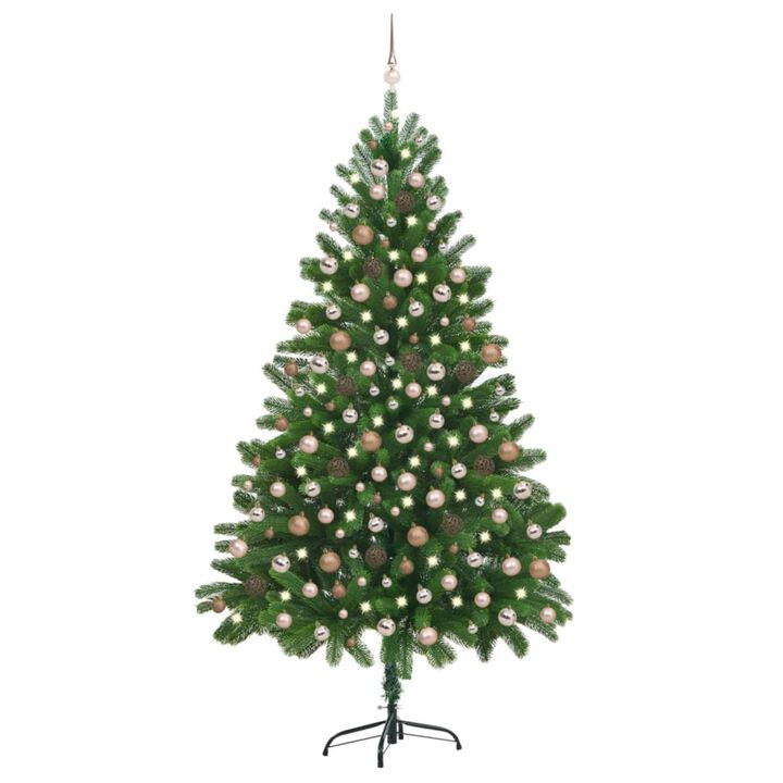 vidaXL Artificial Christmas Tree with LEDs&Ball Set 82.7" Green