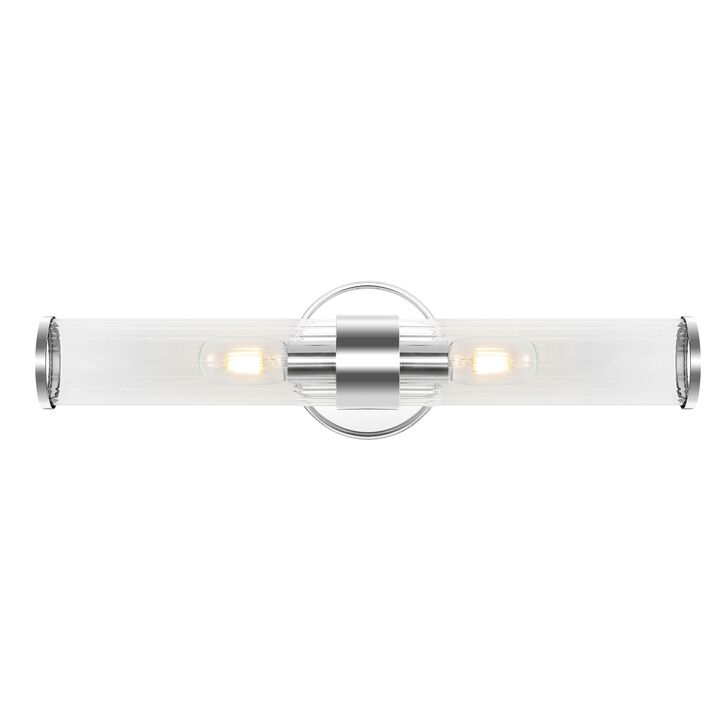 Cecil Tall Cylinder Ironstriped Glass Modern Mid Century LED Vanity