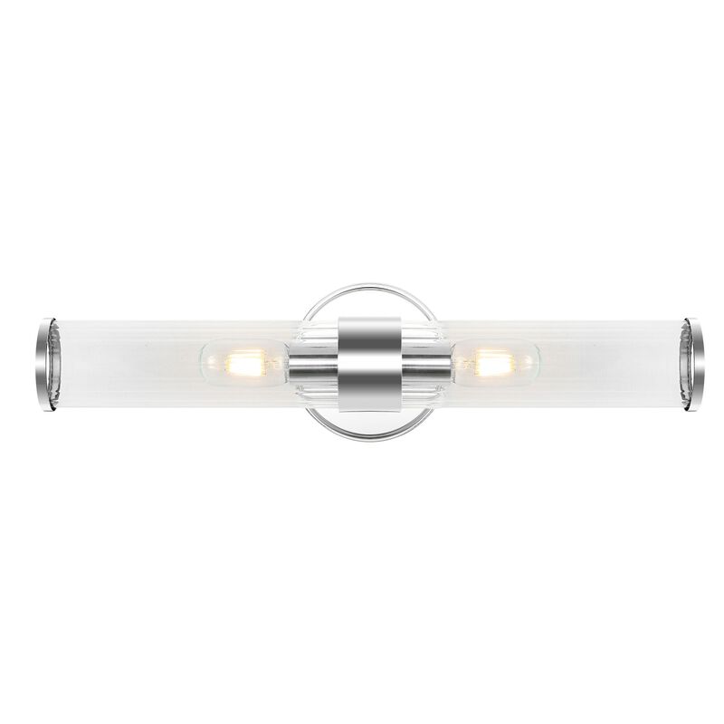 Cecil Tall Cylinder Ironstriped Glass Modern Mid Century LED Vanity