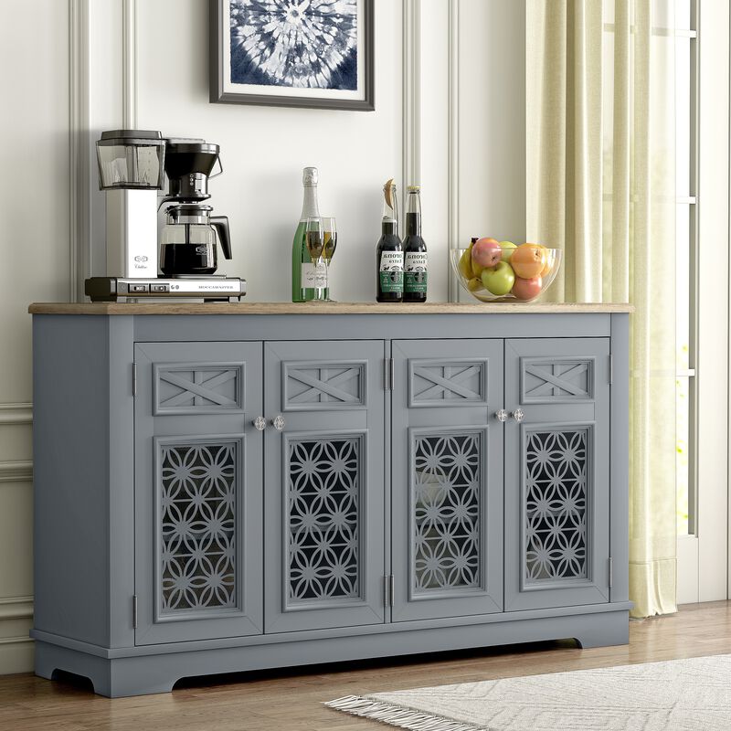 FESTIVO Farmhouse Buffet Cabinet with Glass Doors and Adjustable Shelves