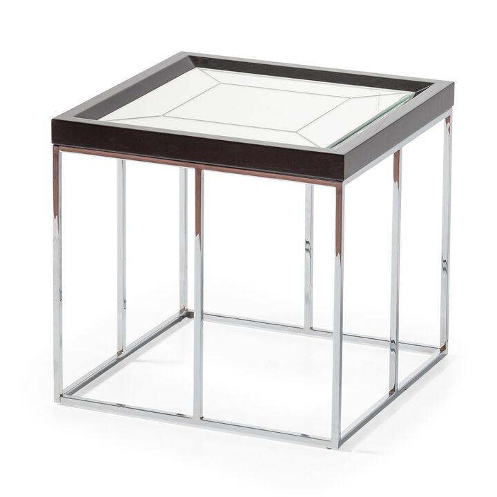 Michael Amini Carmela End Table - Glossy Charcoal Sand