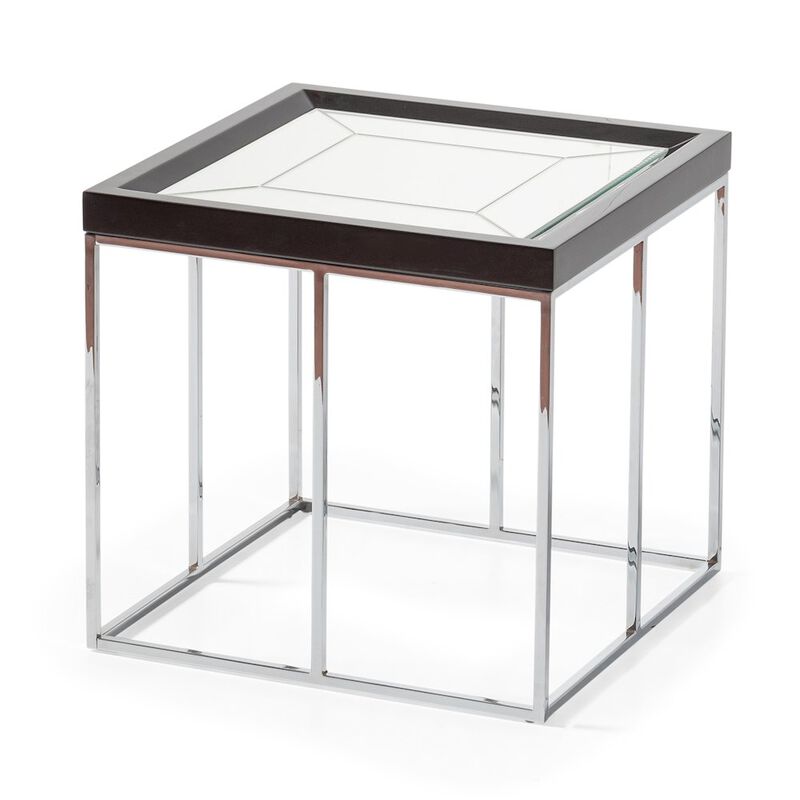 Michael Amini Carmela End Table - Glossy Charcoal Sand