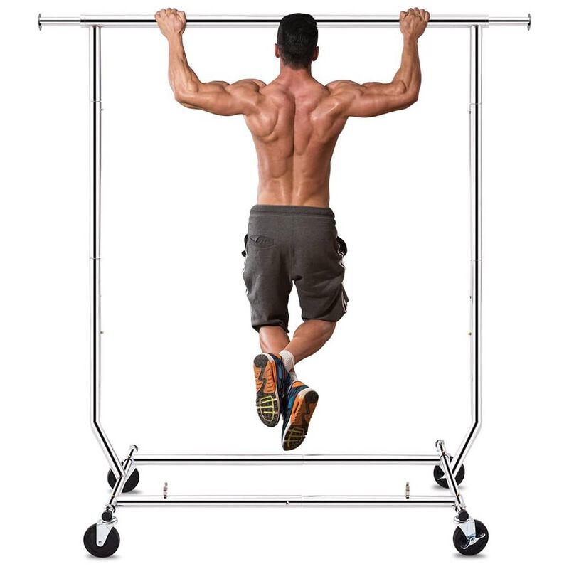 Hivvago Heavy Duty Metal Clothing Garment Rack with Lockable Wheels   250 lbs. Capacity